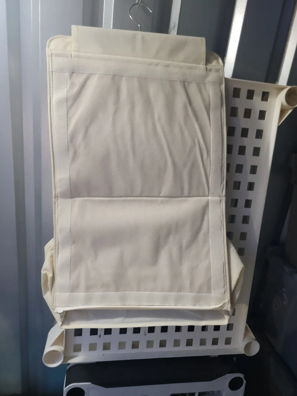 Canvas Hanging Closet Organizer with Clear Pockets - Cream